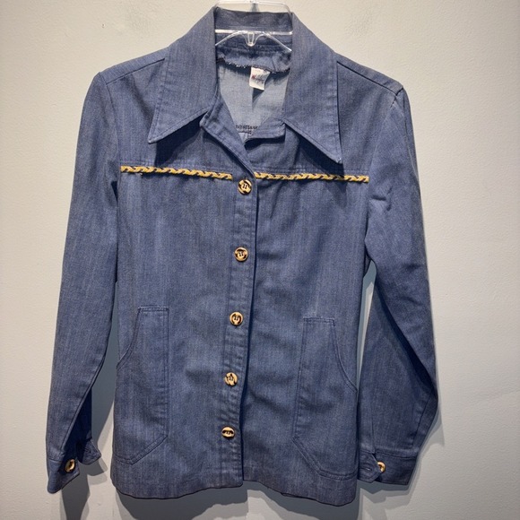 Vintage Wrangler Blue Jean Jacket Women's SzM Belted Y2K Retro Boho USA Made - Picture 2 of 6